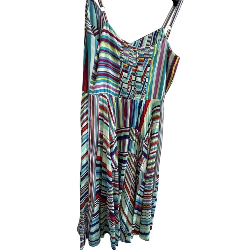 Parker Multicolor Pleated Midi Fit and Flare Dress Sweetheart Neckline Size‎ 2